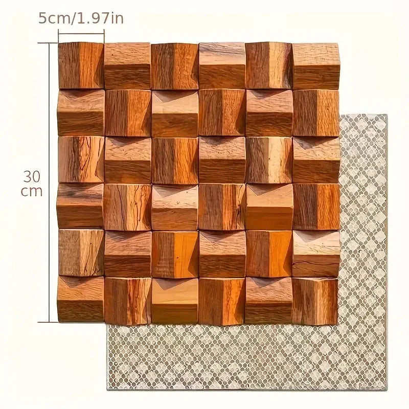 Massivholz 3D-Mosaikpaneel Premium ✅(30 x 30 cm)