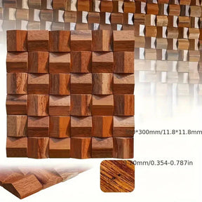 Massivholz 3D-Mosaikpaneel Premium ✅(30 x 30 cm)