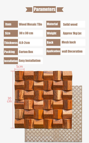 Massivholz 3D-Mosaikpaneel Premium ✅(30 x 30 cm)