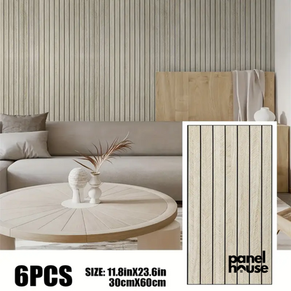 3D Holzlamellen-Wandpaneele, Selbstklebend, Abnehmbar, Wasserdicht – 1 kaufen, 6 Premium-Paneele für nur £7 erhalten! (30cm x 60cm)