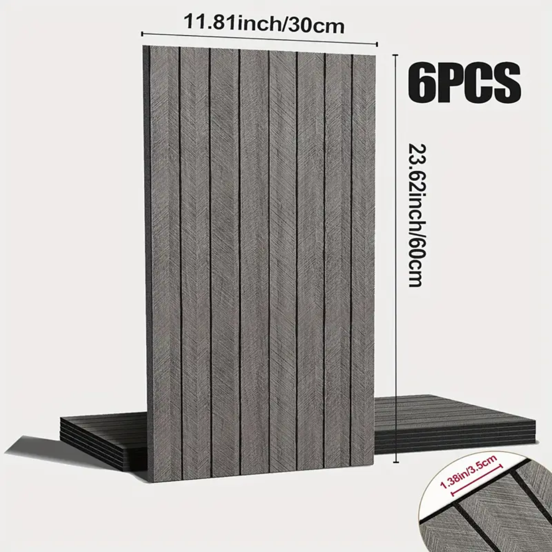 3D Holzlamellen-Wandpaneele, Selbstklebend, Abnehmbar, Wasserdicht – 1 kaufen, 6 Premium-Paneele für nur £7 erhalten! (30cm x 60cm)