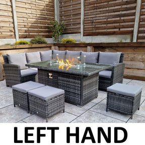 Das Windsor Rattan Feuerstellen-Ecksofa und Hocker Garten-Set