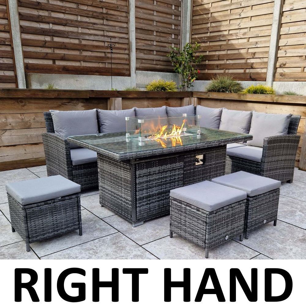 Das Windsor Rattan Feuerstellen-Ecksofa und Hocker Garten-Set