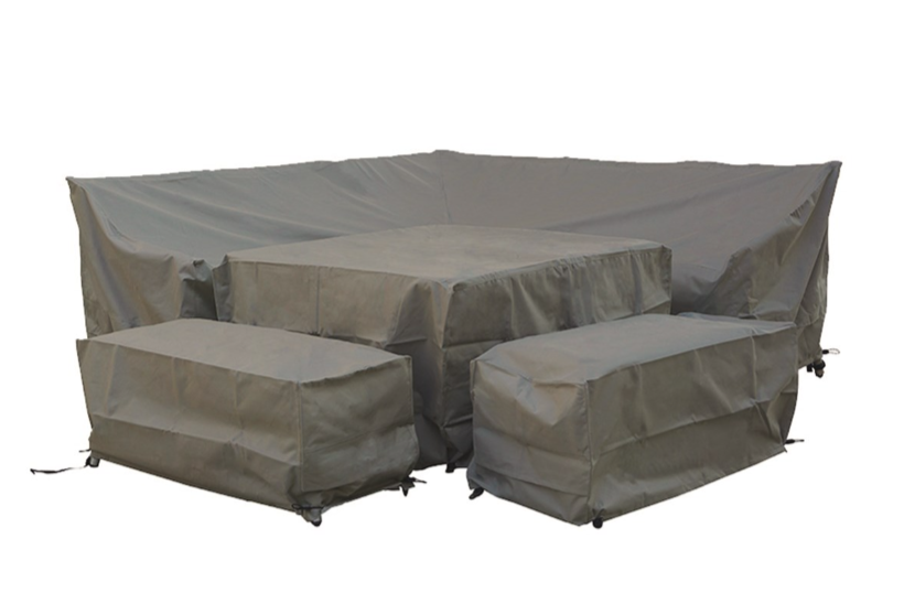 Das Cambridge Rattan Feuerstellen-Ecksofa und Bänke Garten-Set