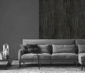 240cm x 60cm Akustik-Lamellen-Wandpaneel Schwarz & Gold Marmor