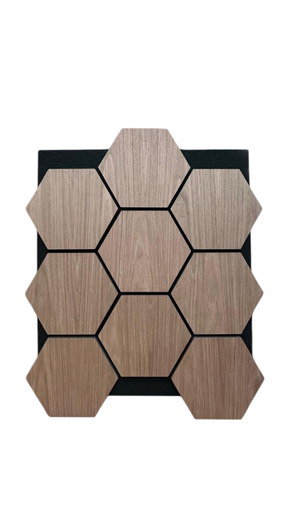 Pack mit x4 Holz-Akustik-Wandpaneele Sechseckig 700mm x 570mm Helle Eiche