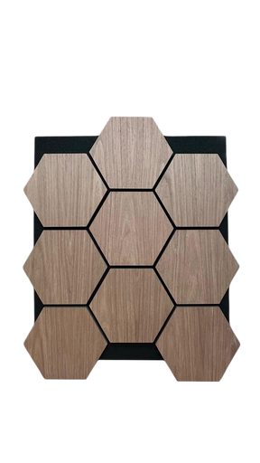 Pack mit x4 Holz-Akustik-Wandpaneele Sechseckig 700mm x 570mm Helle Eiche